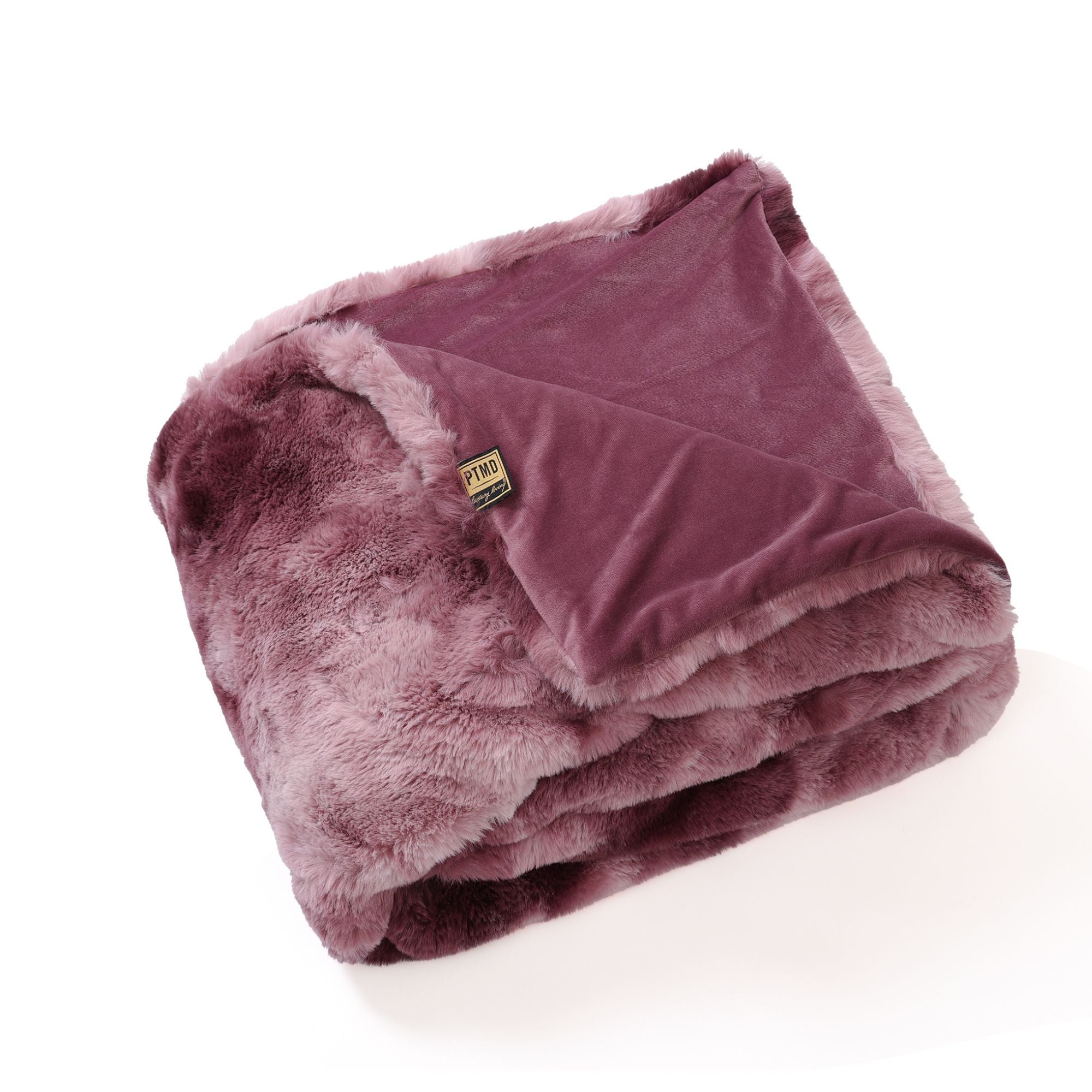 Linde Burgundy Faux Fur Plaid In Giftbox 150 X 200 PTMD - Pouf - PTMD - livinglovely.co.uk