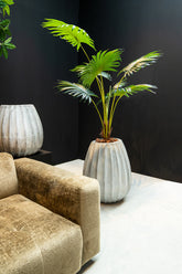 Lionne White Ceramic Pot Ribbed Bulb Round L Dia60xH70cm PTMD - Pot - PTMD - livinglovely.nl