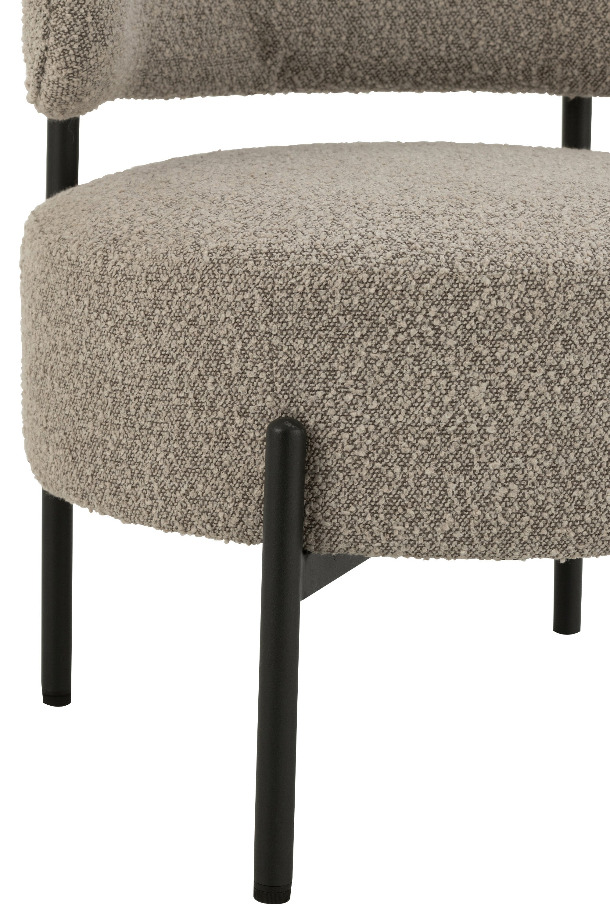 Loungestoel Boucle Multiplex/Polyester Grijs/Zwart - Fauteuil - J-Line - livinglovely.nl