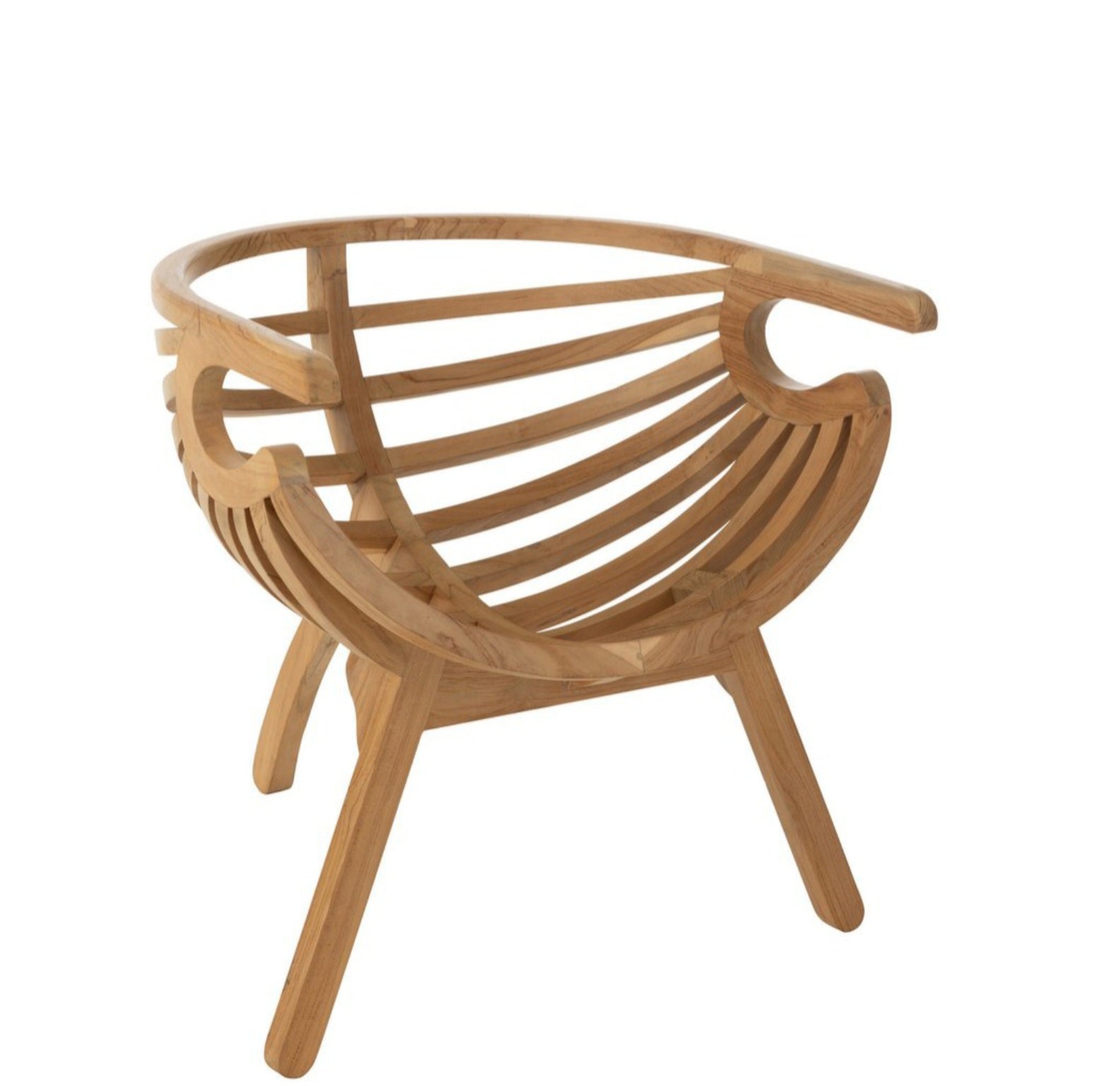 Loungestoel Crab Teak Hout Naturel - Fauteuil - J-Line - livinglovely.nl