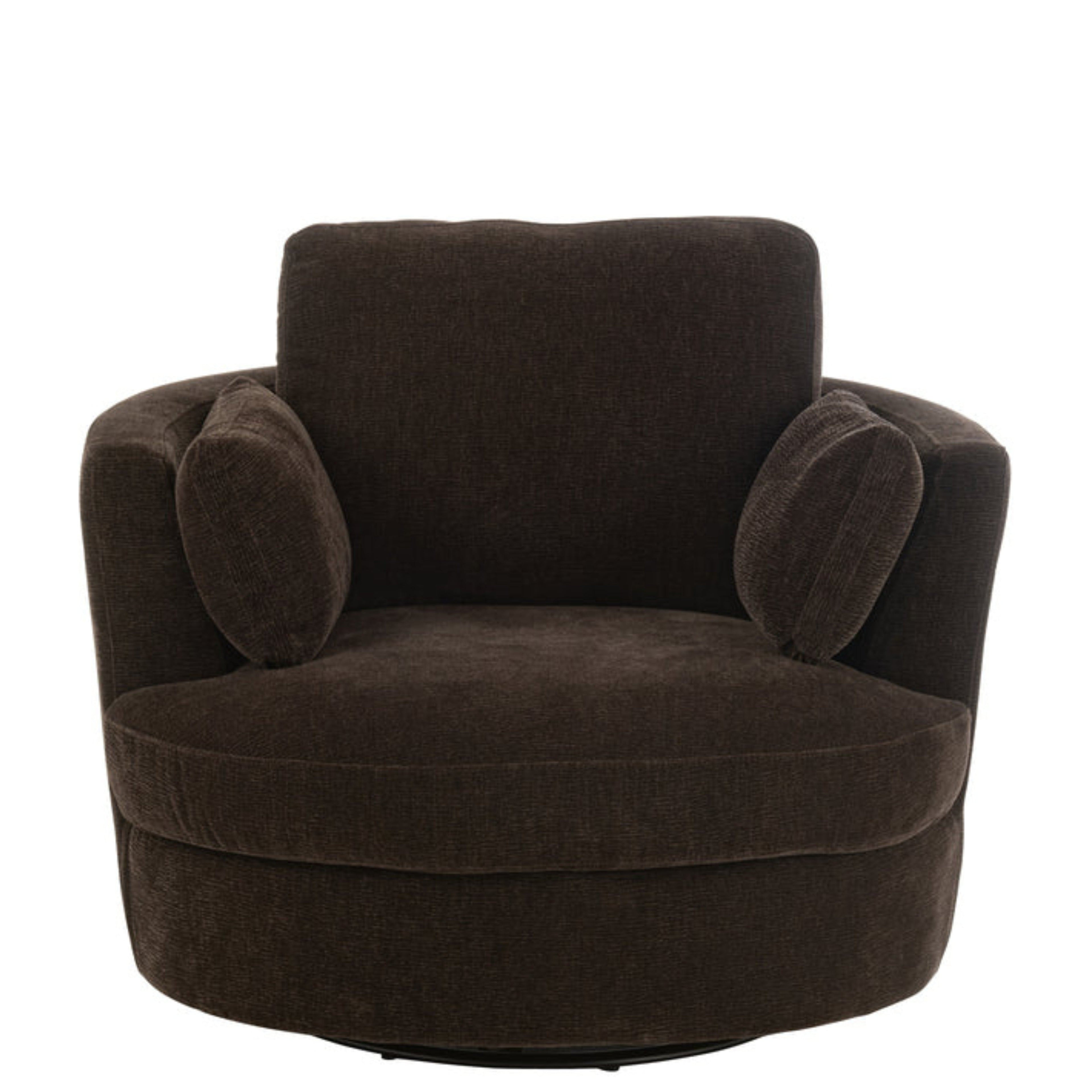 Loungestoel Swivel Populierenhout / Schuim Donker Bruin - J-Line - Fauteuil - J-Line - livinglovely.nl