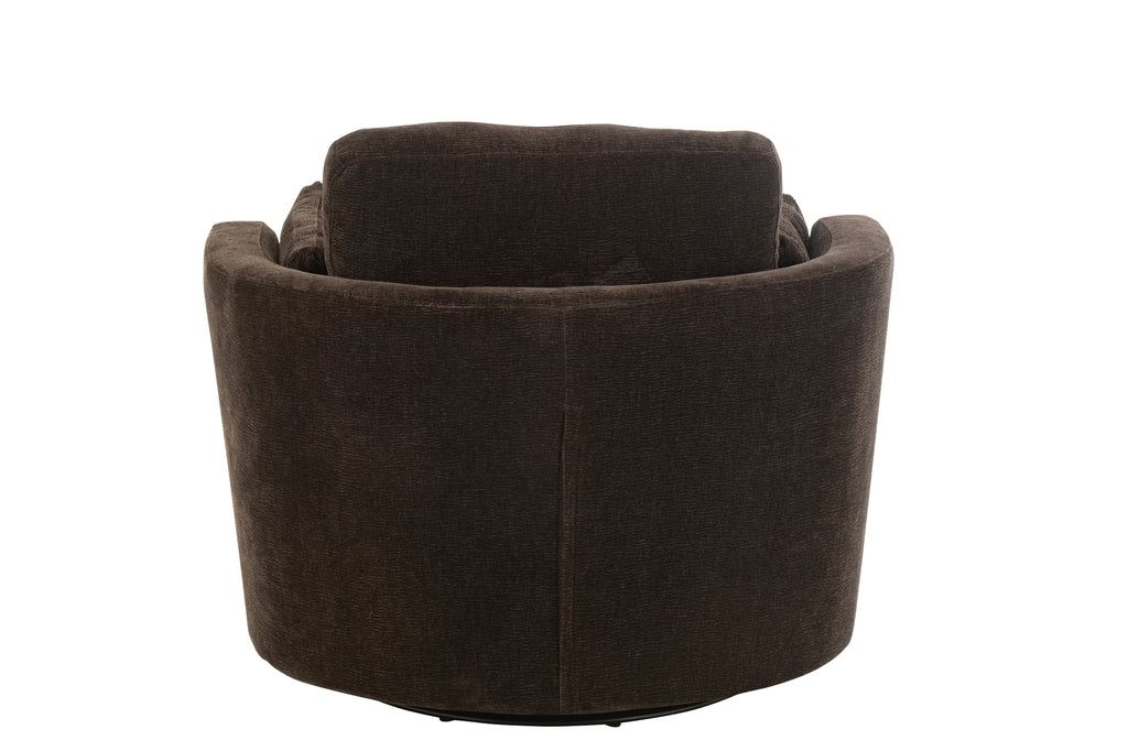 Loungestoel Swivel Populierenhout / Schuim Donker Bruin - J-Line - Fauteuil - J-Line - livinglovely.nl