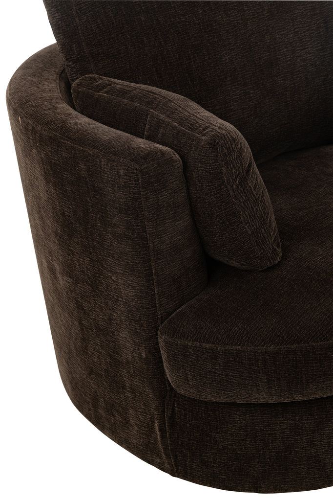 Loungestoel Swivel Populierenhout / Schuim Donker Bruin - J-Line - Fauteuil - J-Line - livinglovely.nl