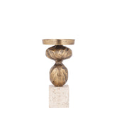 Malines Gold Casted Alu Candleholder On Base S PTMD - Kaarshouder - PTMD - livinglovely.nl