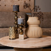 Malines Gold Casted Alu Candleholder On Base S PTMD - Kaarshouder - PTMD - livinglovely.nl