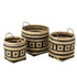 Mand Patronen Handvaten Bamboe Naturel/Zwart Set van 3 - Mand - J-Line - livinglovely.nl