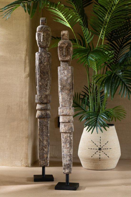 Mand Ster Stippellijnen Zeegras Naturel/Zwart Set van 3 - Mand - J-Line - livinglovely.nl