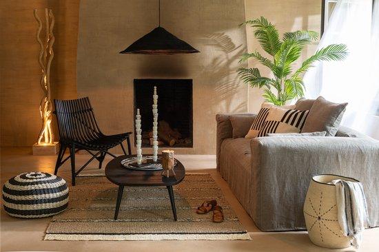 Mand Ster Stippellijnen Zeegras Naturel/Zwart Set van 3 - Mand - J-Line - livinglovely.nl