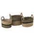 Manden Aline Raffia Zwart/Naturel Set van 3 - Mand - J-Line - livinglovely.nl