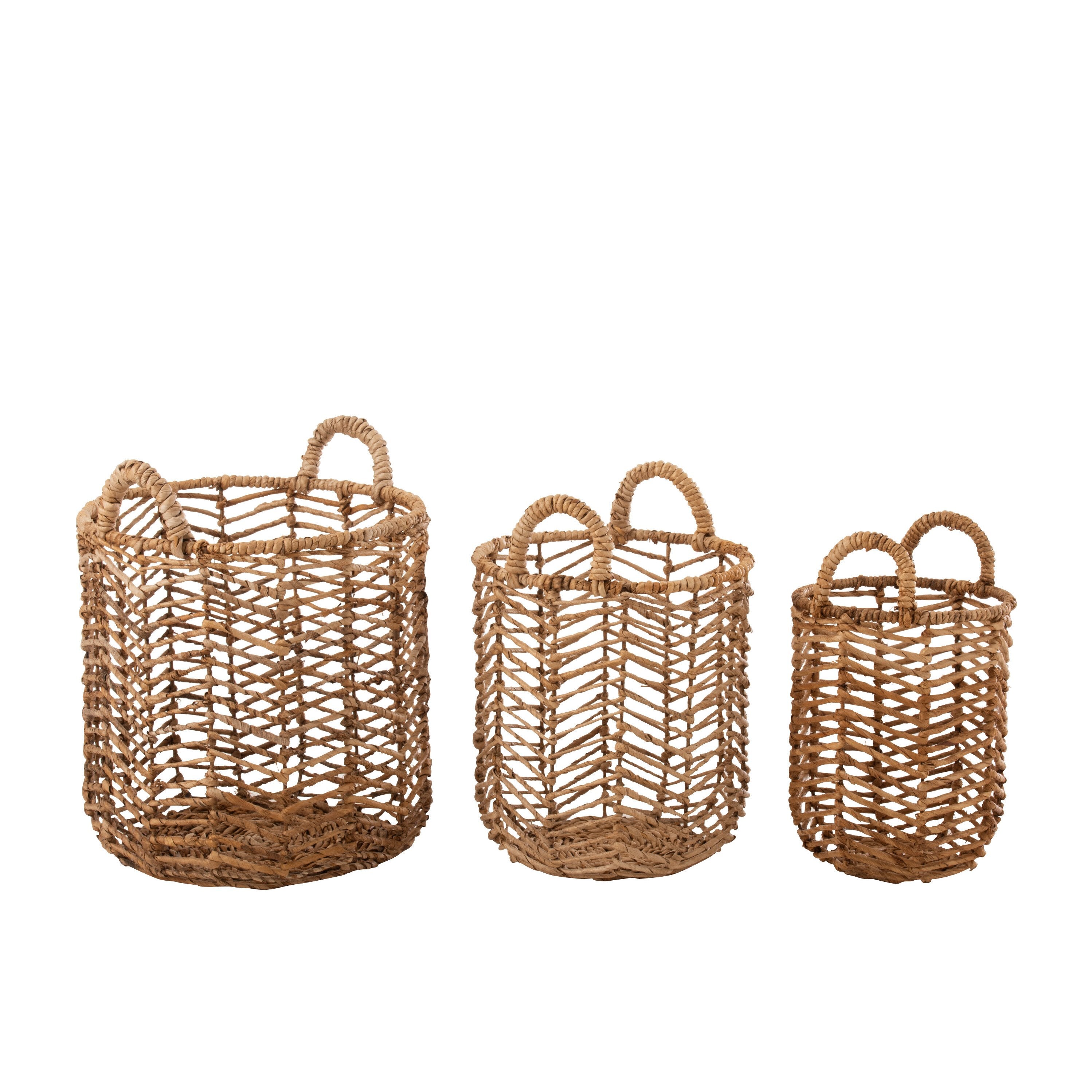 Manden Bananen Bladeren Naturel Set van 3 - Mand - J-Line - livinglovely.nl