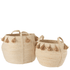 Manden Bol Kwastjes Mais Licht Bruin/Naturel Set van 2 - Mand - J-Line - livinglovely.nl