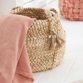 Manden Gevlochten Kwastjes Jute Mais Licht Naturel Set van 2 - Mand - J-Line - livinglovely.nl