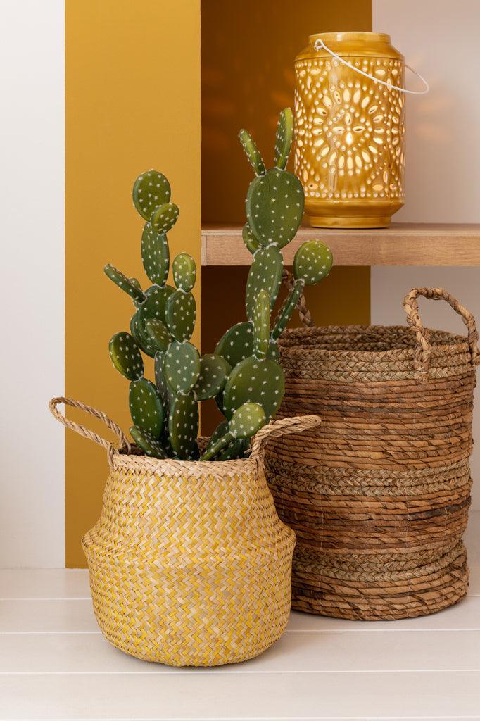 Manden Lucie Raffia Naturel Set van 3 - Mand - J-Line - livinglovely.nl