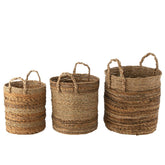 Manden Lucie Raffia Naturel Set van 3 - Mand - J-Line - livinglovely.nl