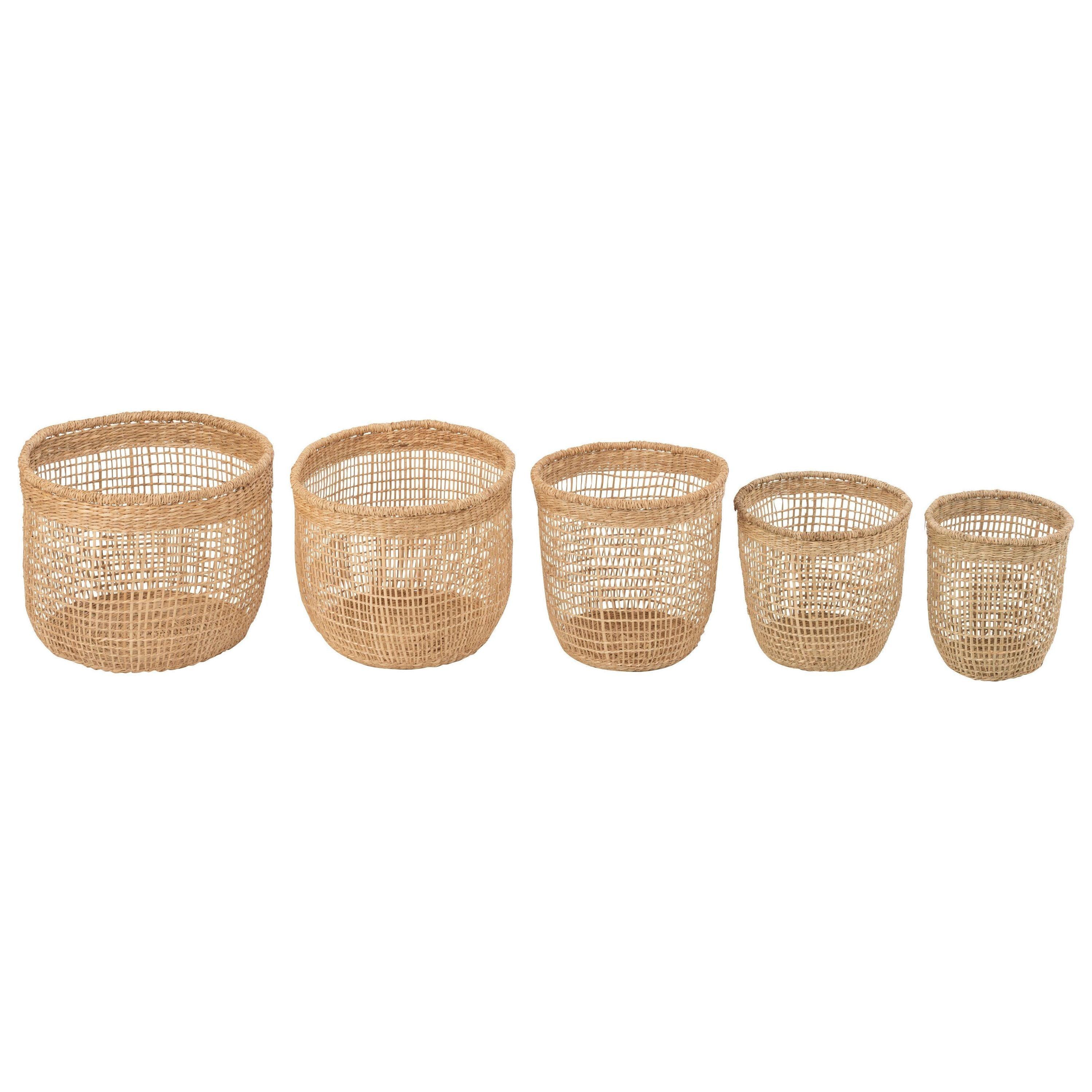 Manden Oasis Zeegras Licht Naturel Set van 5 - Mand - J-Line - livinglovely.nl