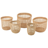Manden Oasis Zeegras Licht Naturel Set van 5 - Mand - J-Line - livinglovely.nl