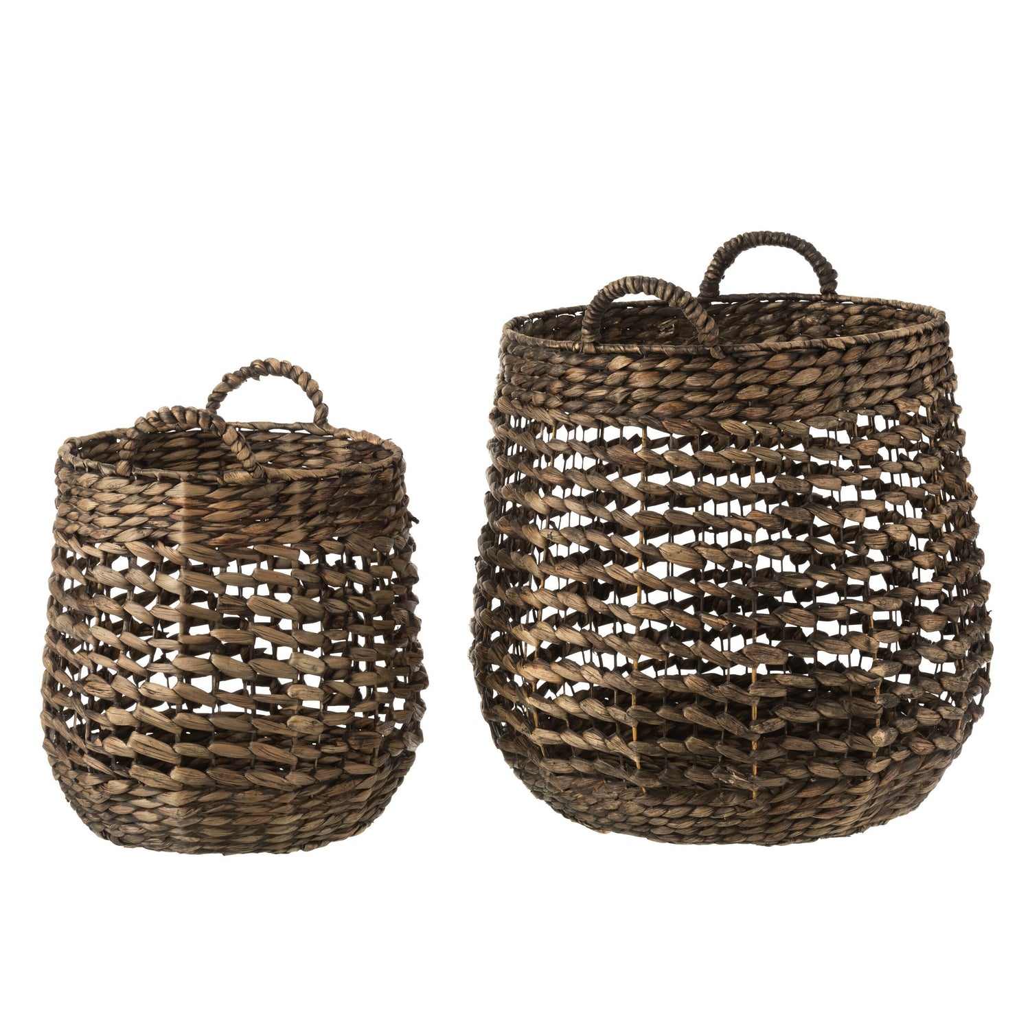Manden Waterhyacinth Donker Bruin Set van 2 - Mand - J-Line - livinglovely.nl