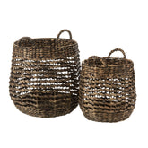 Manden Waterhyacinth Donker Bruin Set van 2 - Mand - J-Line - livinglovely.nl