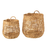 Manden Waterhyacinth Naturel Set Van 2 - Mand - J-Line - livinglovely.nl