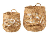 Manden Waterhyacinth Naturel Set Van 2 - Mand - J-Line - livinglovely.nl