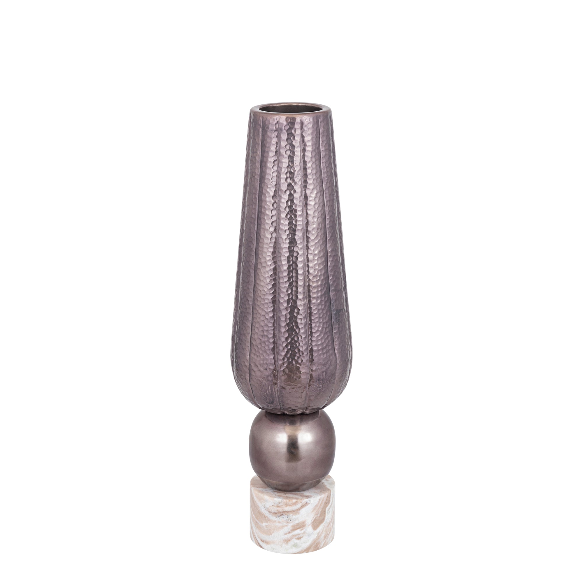 Marive Bronze Alu Sheet Vase On Marble Base Round - - PTMD - livinglovely.nl