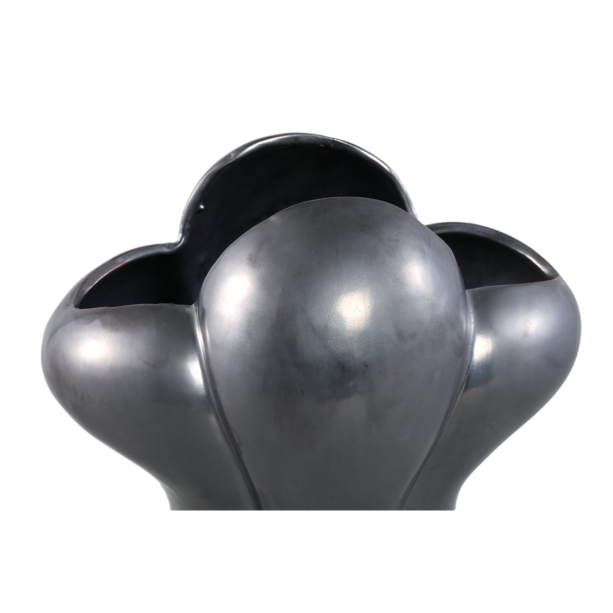 Mellie Black France Lily Flower Ceramic Vase L 29x22x33.5cm PTMD - Vaas - PTMD - livinglovely.nl