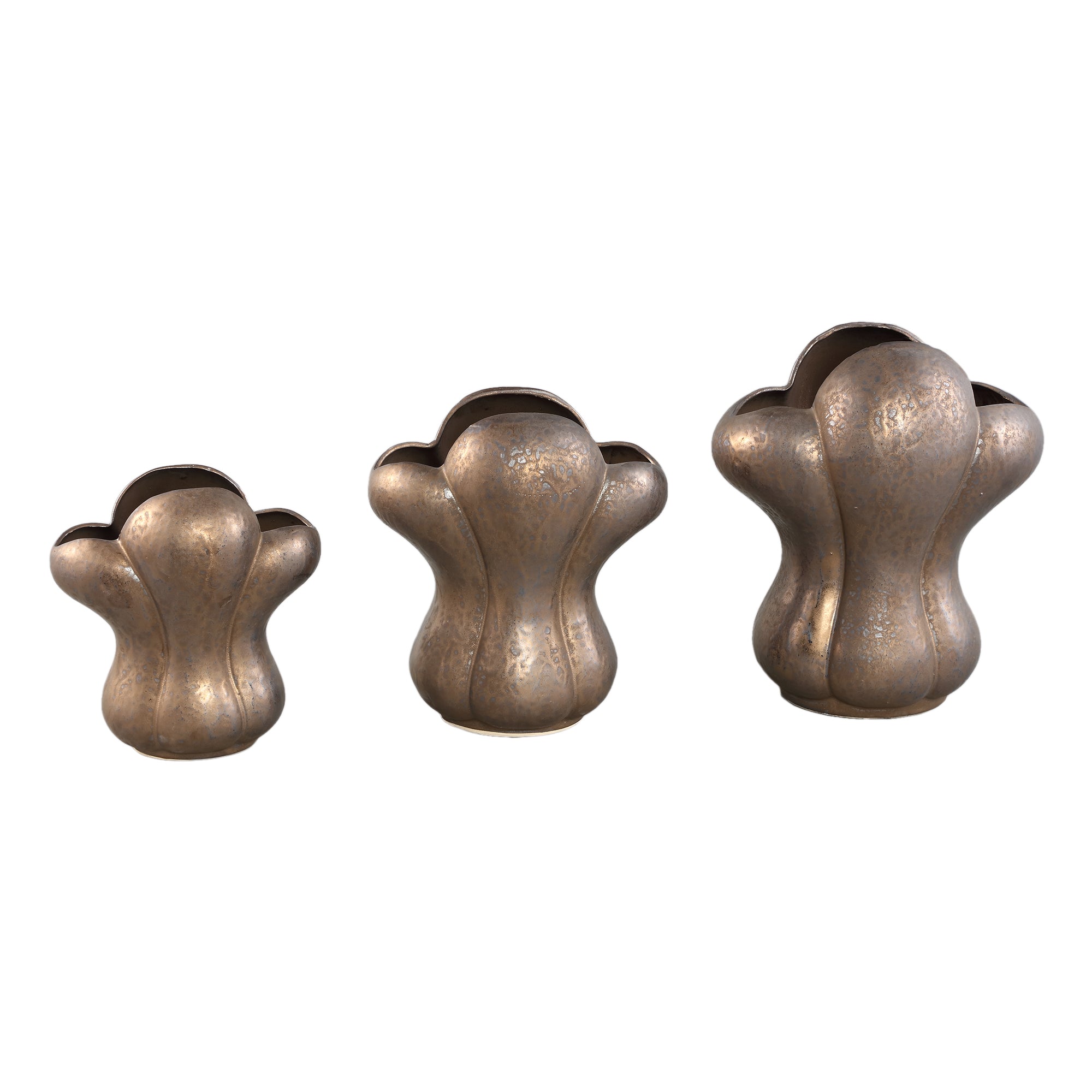 Mellie Bronze France Lily Flower Ceramic Vase L 29x22.0x33.5cm PTMD - Vaas - PTMD - livinglovely.nl