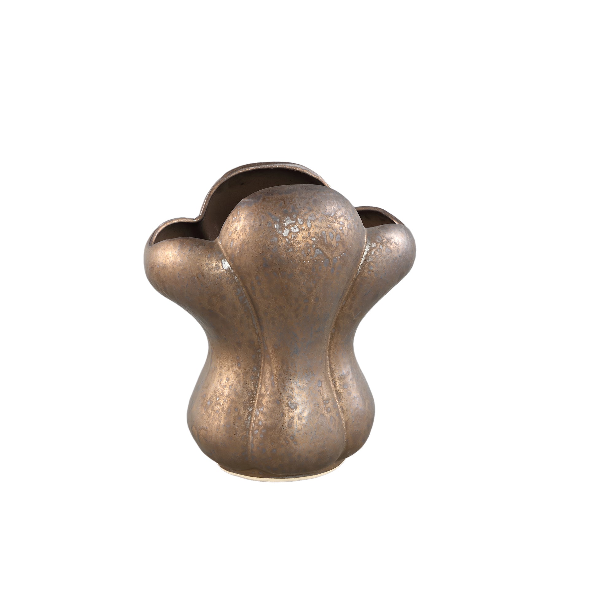 Mellie Bronze France Lily Flower Ceramic Vase M 26.x18x29cm PTMD - Vaas - PTMD - livinglovely.nl