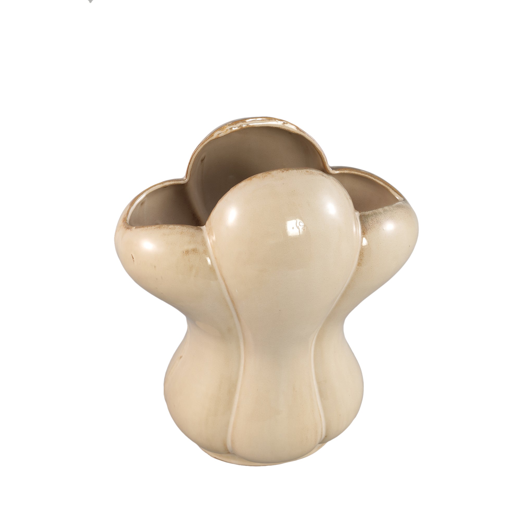 Mellie Cream France Lily Flower Ceramic Vase M 26x18x29cm PTMD - Vaas - PTMD - livinglovely.nl