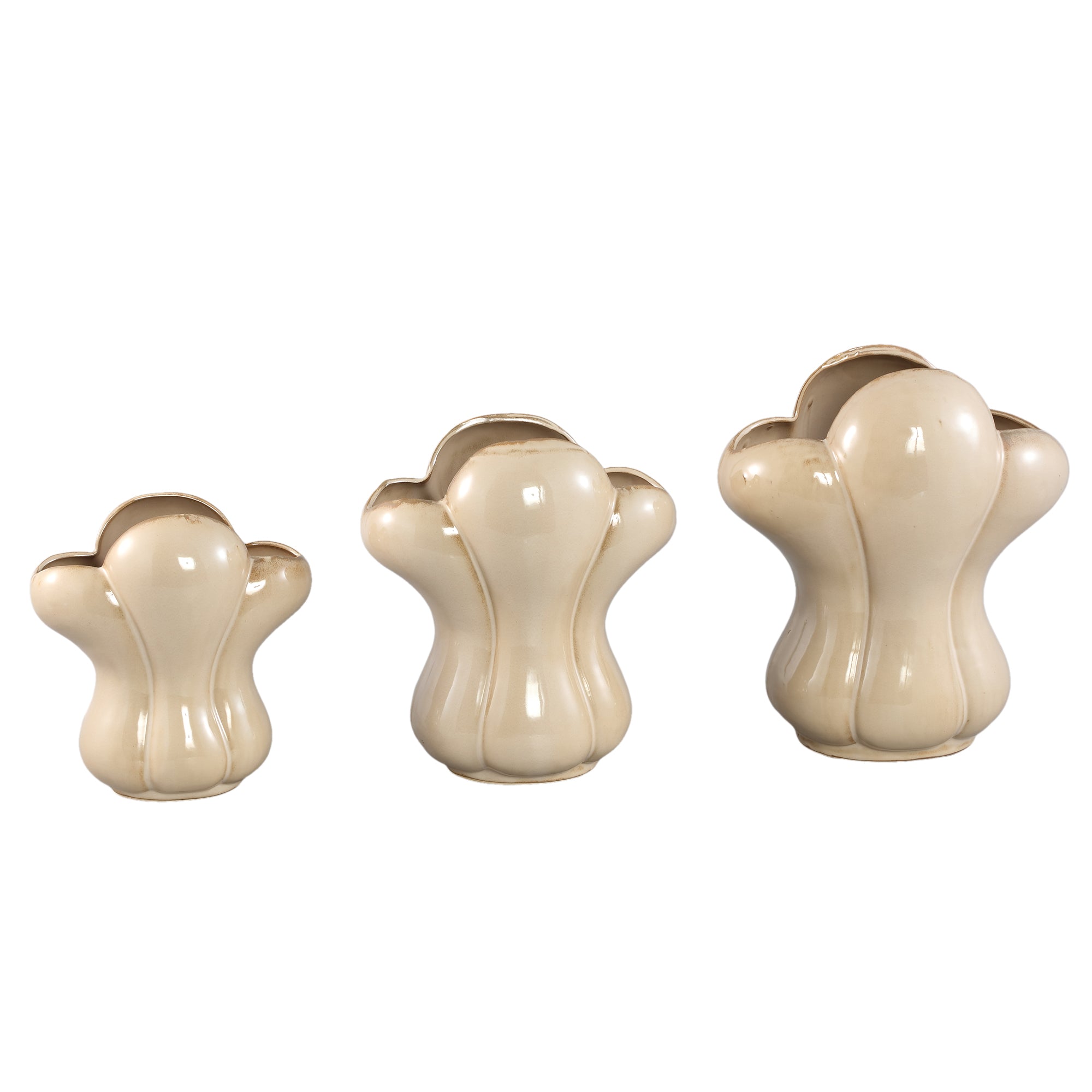 Mellie Cream France Lily Flower Ceramic Vase M 26x18x29cm PTMD - Vaas - PTMD - livinglovely.nl