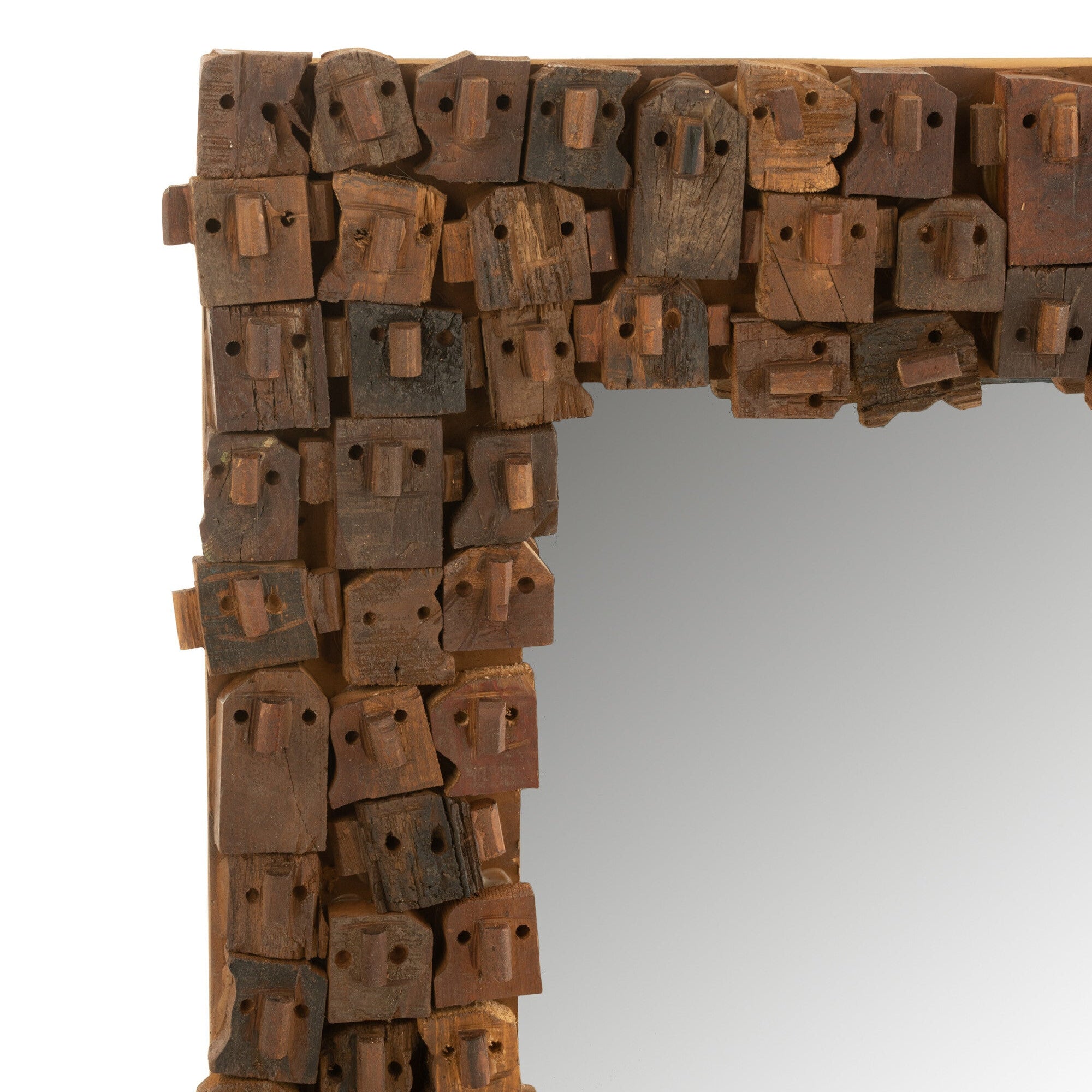 MIRROR SYMA RECYLCED WOOD/MIRROR NATURAL SMALL - - J-Line - livinglovely.nl