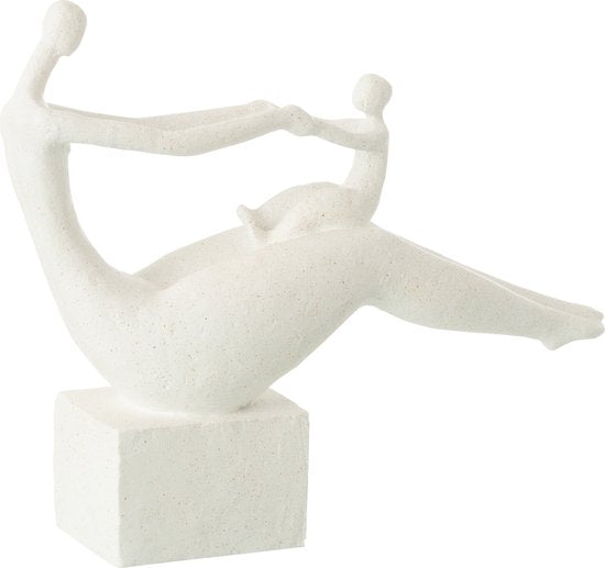 Moeder + Kind Op Knieen Resine Mat Wit - Beeld - J-Line - livinglovely.nl