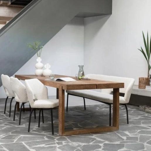 Must Living Eetkamerbank Bloom Bouclé Naturel 150cm - Eetkamerbank - MUST Living - livinglovely.nl