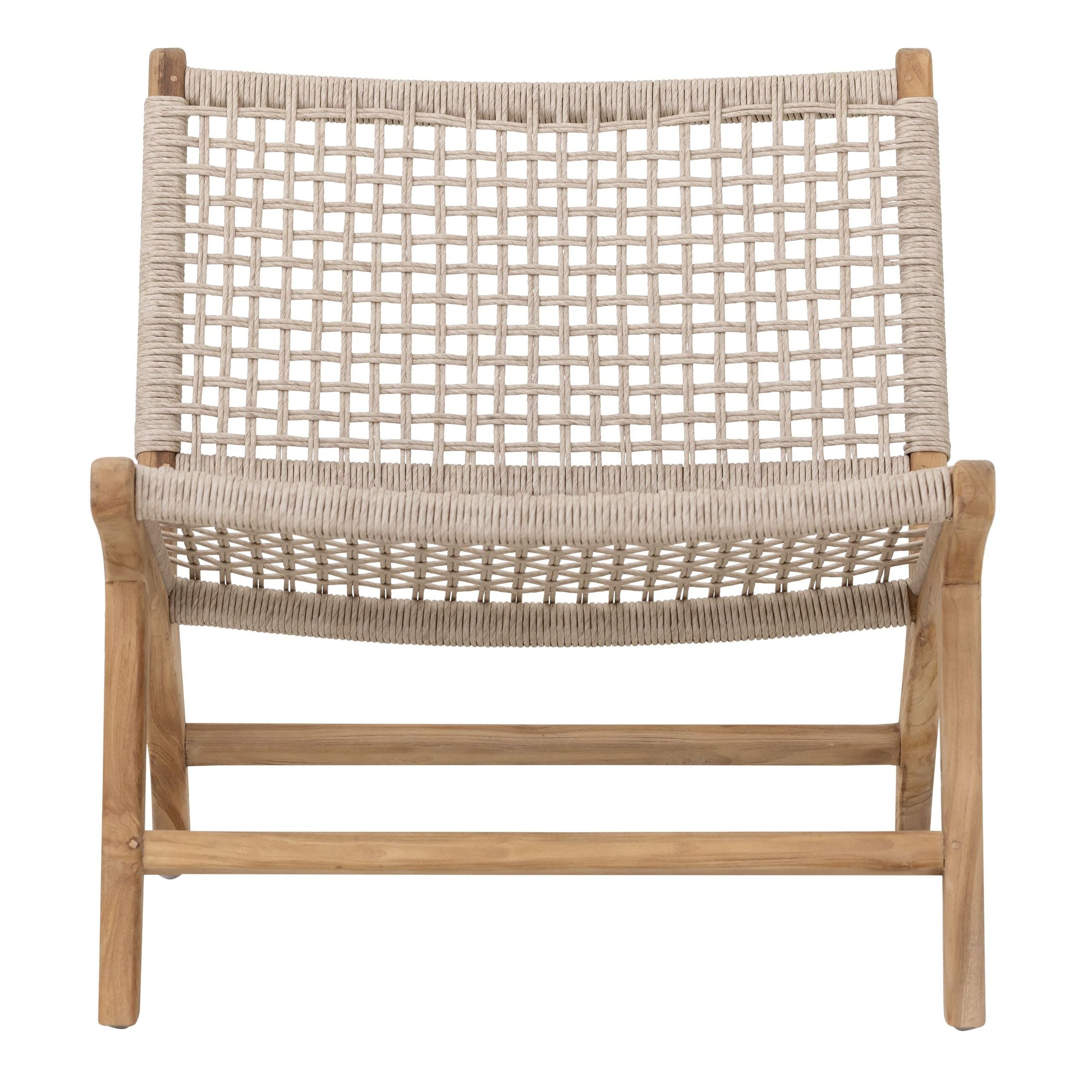 Fauteuil Winston van MUST Living, lage loungestoel van teakhout met gevlochten zitting