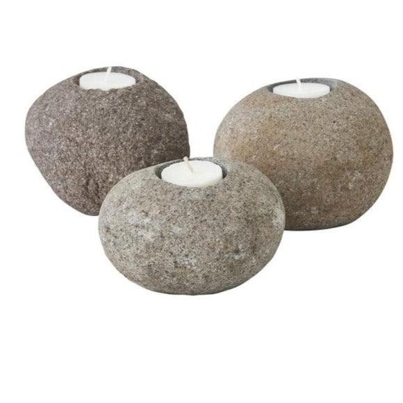 Must Living Kandelaar Riverstone Laag Set van 3 - Theelichthouder - MUST Living - livinglovely.nl