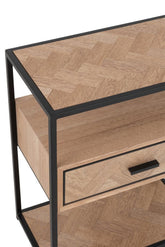 Nachtkastje Zigzag 1 Lade Hout/Metaal Naturel/Zwart - Nachtkastje - J-Line - livinglovely.nl