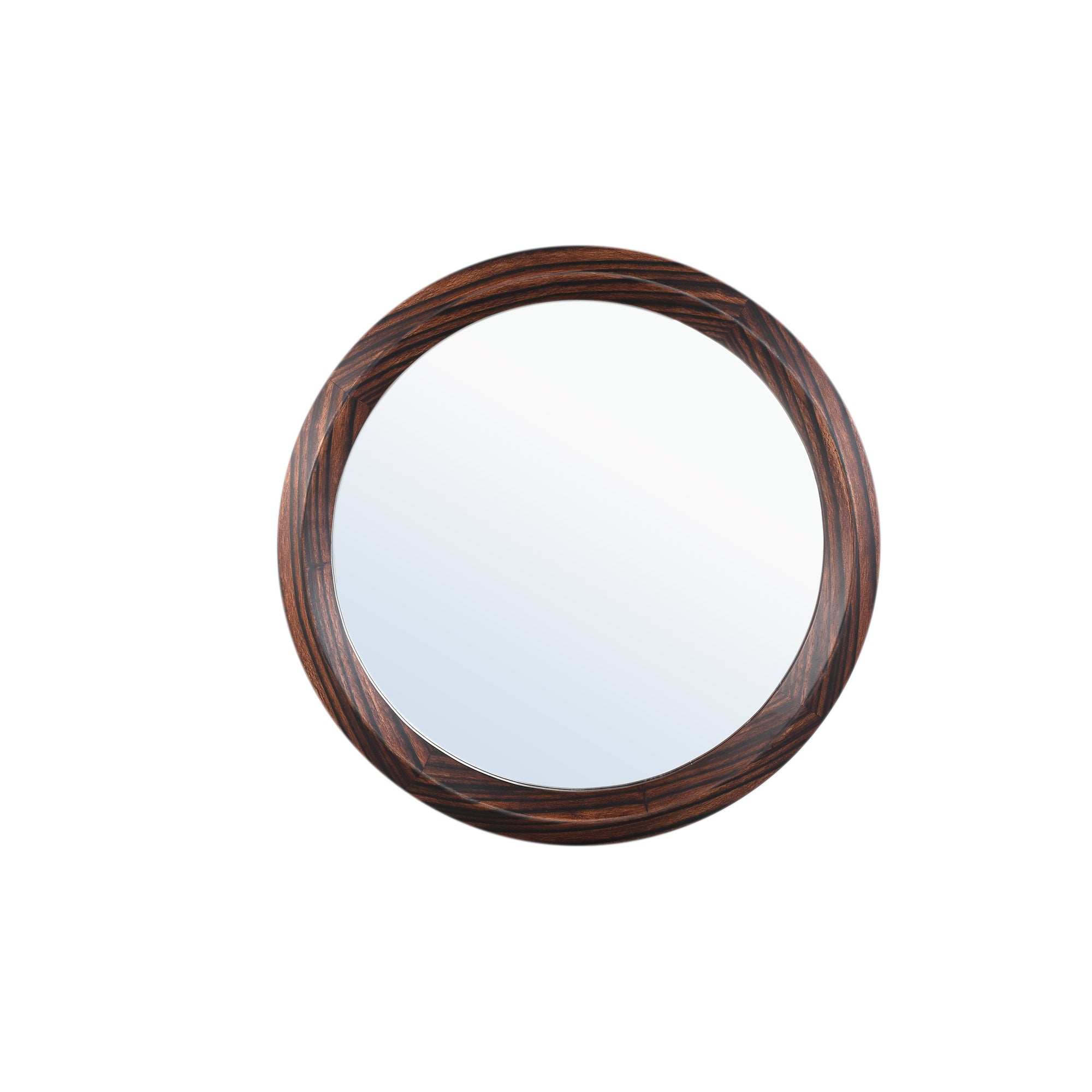 Nibbi Brown Wooden Mirror Twist Round Frame 65x5x65cm PTMD - Spiegel - PTMD - livinglovely.nl