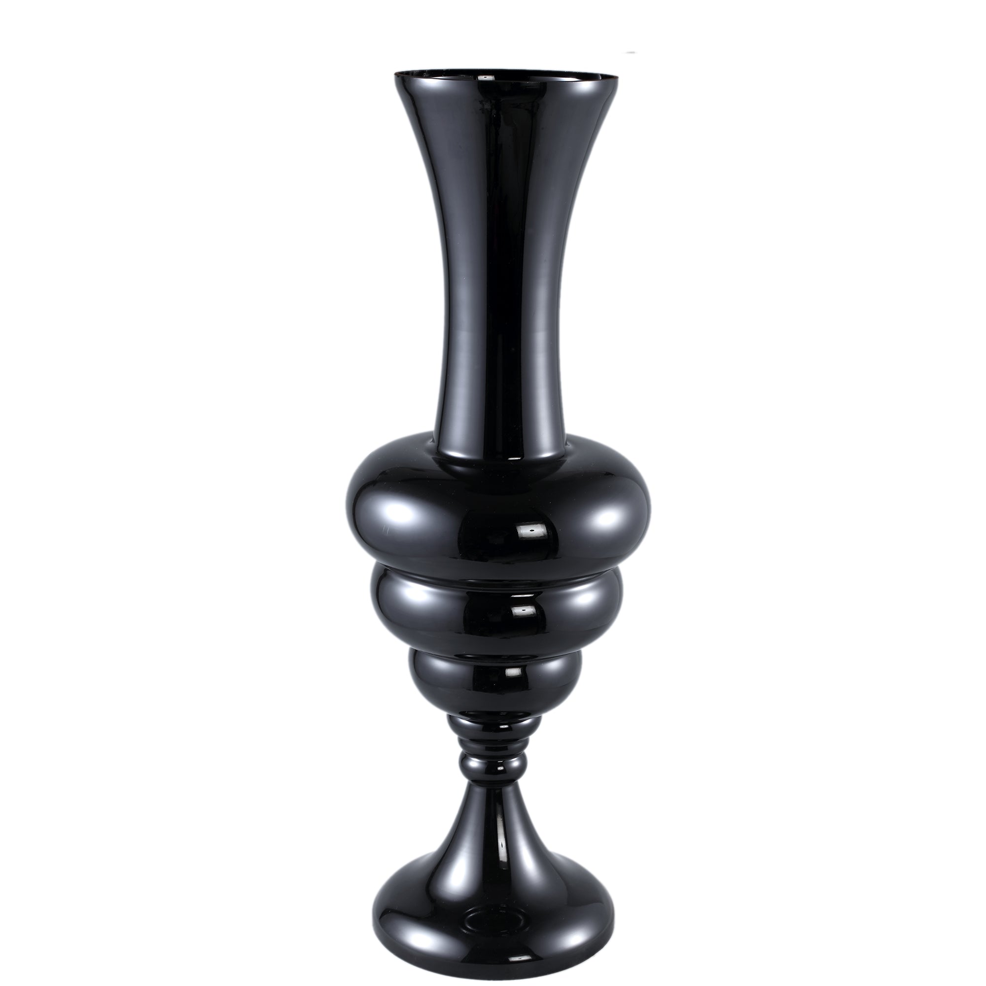 Nimai Black Antique Shaped Glass Vase Shiny L Dia33cmx90cm PTMD - Vaas - PTMD - livinglovely.nl
