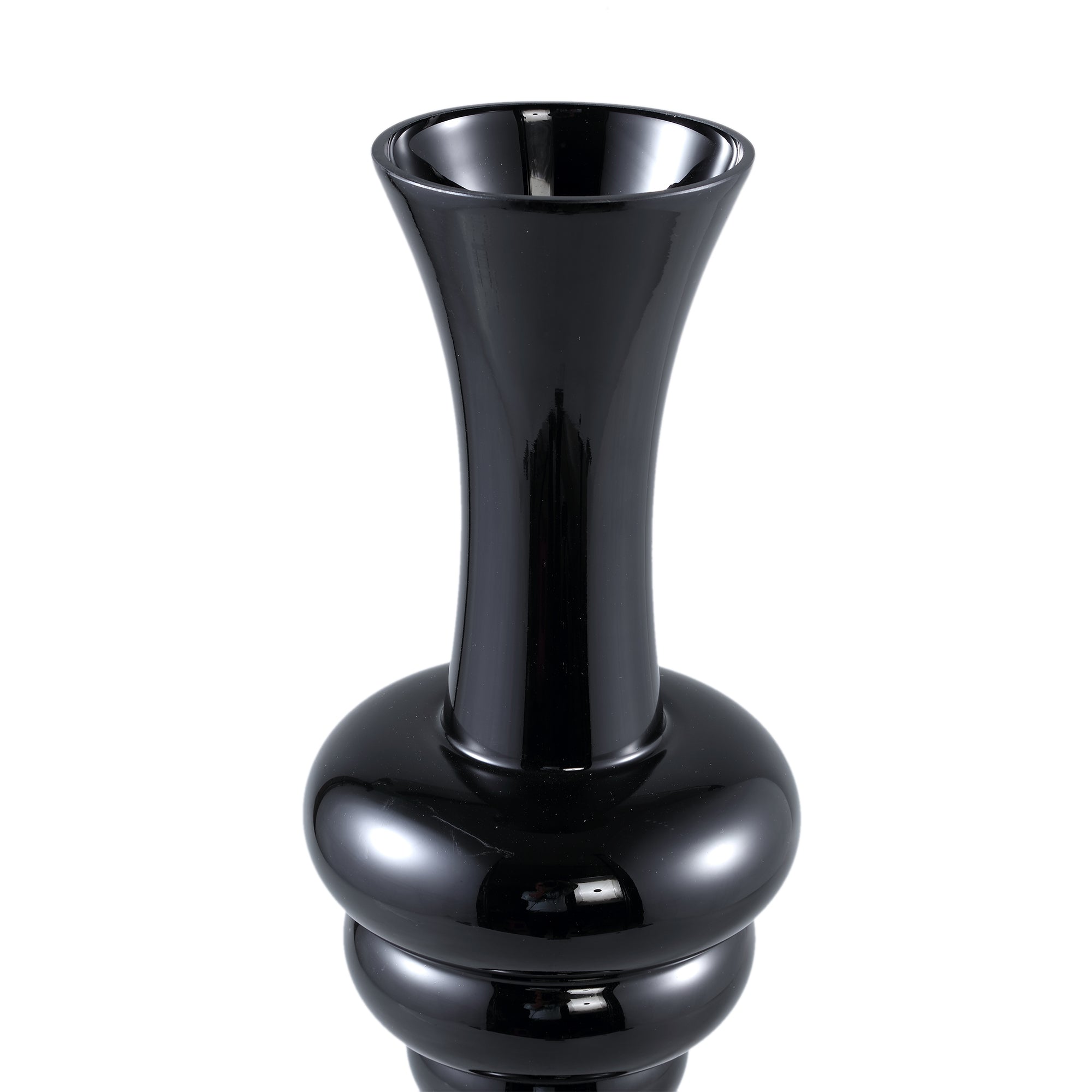 Nimai Black Antique Shaped Glass Vase Shiny L Dia33cmx90cm PTMD - Vaas - PTMD - livinglovely.nl