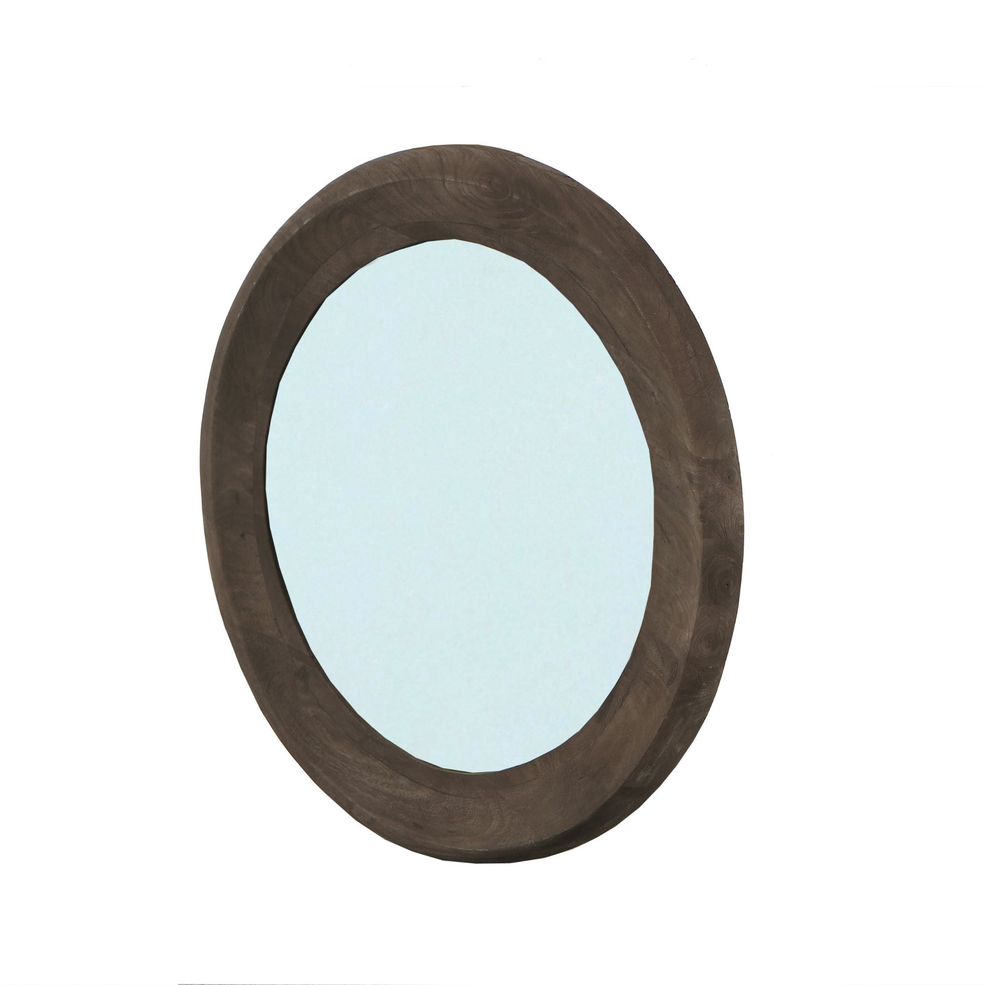 Noam Brown Mango Wood Round Mirror S Dia 70cm x 5cm PTMD - Spiegel - PTMD - livinglovely.nl
