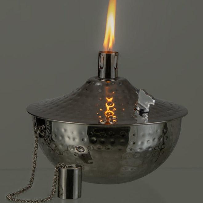 Olielamp Tafel Fijn Gehamerd Stainless Steel Zilver - Buiten-divers - J-Line - livinglovely.nl