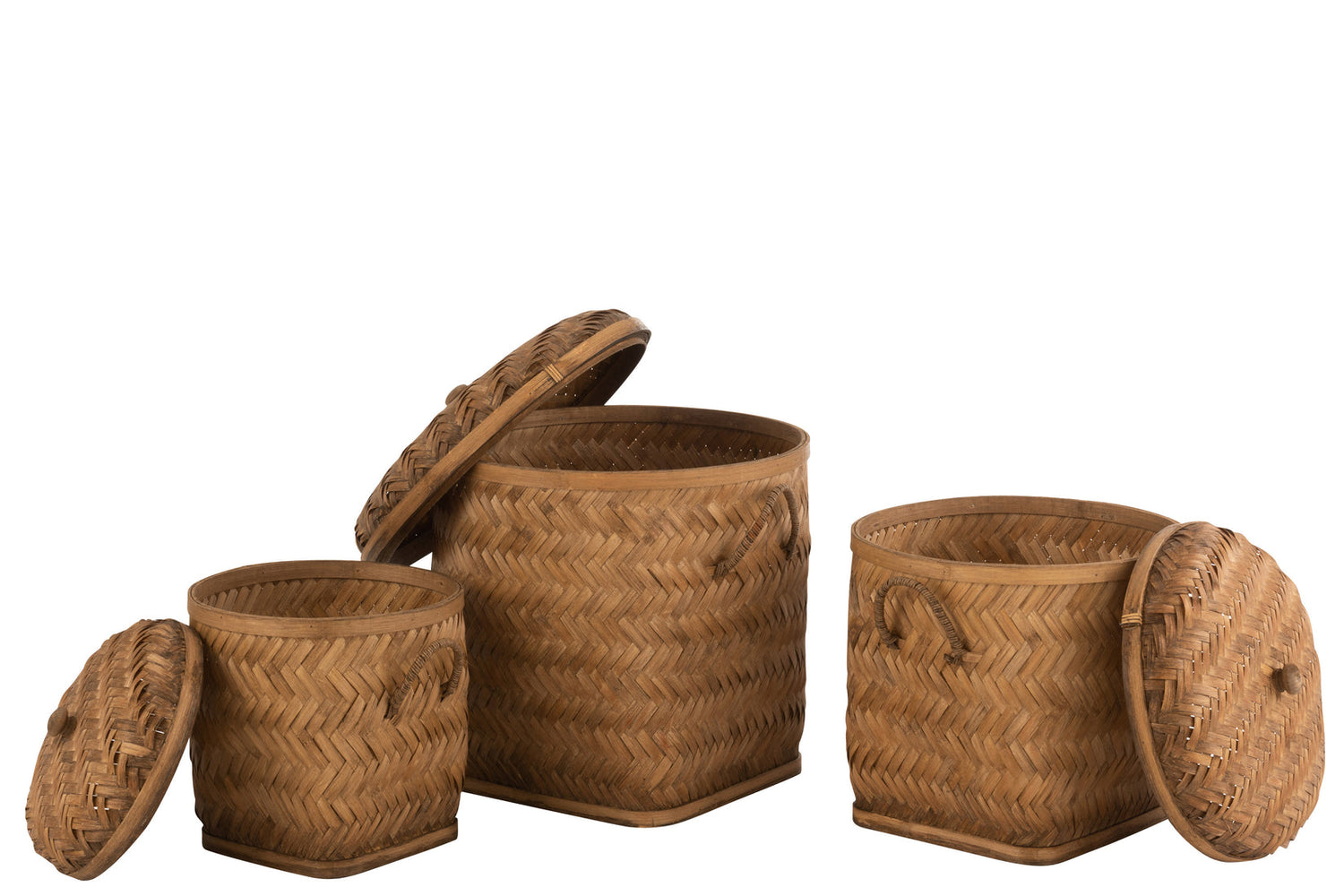 Opbergmanden Bamboe Naturel Set van 3 - Mand - J-Line - livinglovely.nl