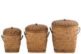 Opbergmanden Bamboe Naturel Set van 3 - Mand - J-Line - livinglovely.nl