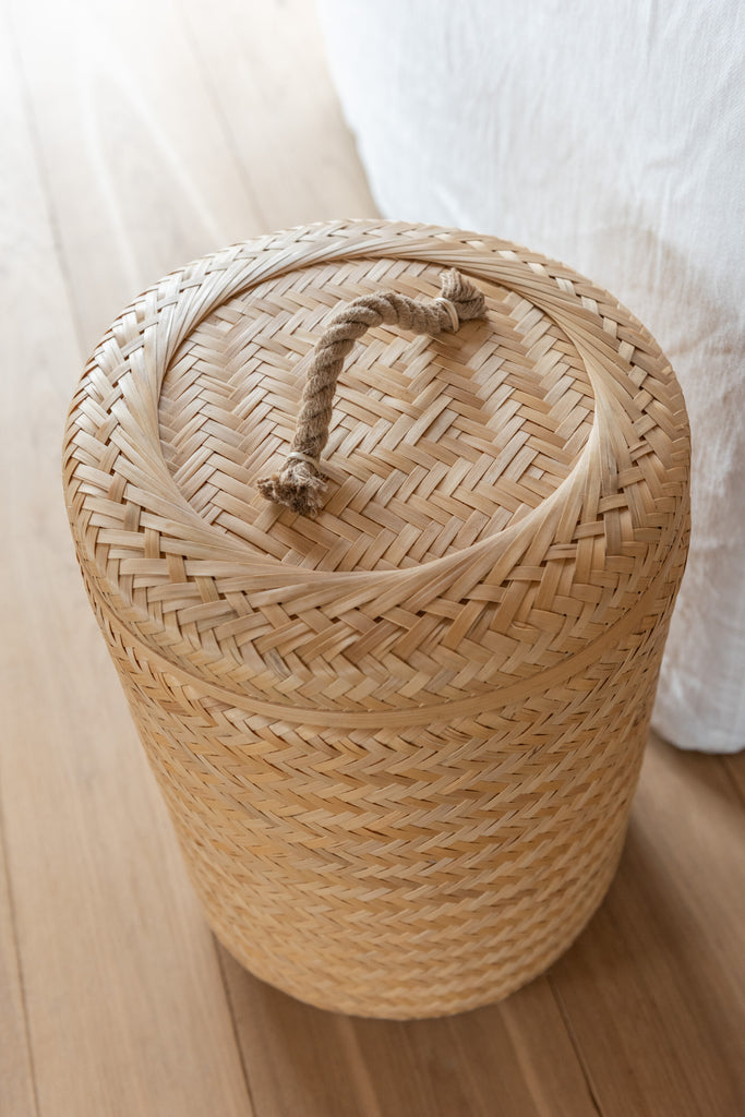 Opbermanden Rond Bamboe Naturel Set van 2 - Mand - J-Line - livinglovely.nl