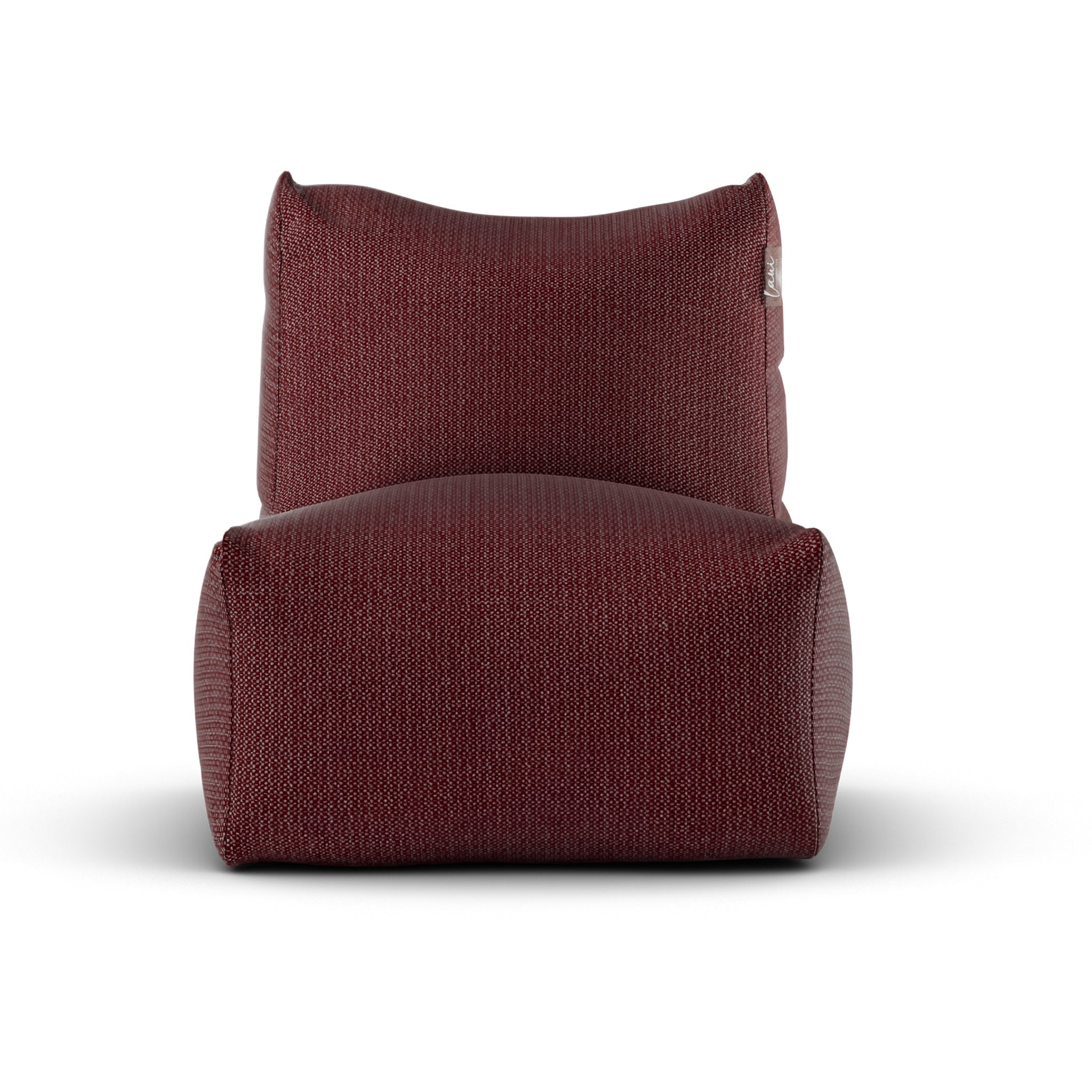 Bordeauxrode Lounge SeatXL van Laui Lounge van voren, met brede zitting van 68 centimeter