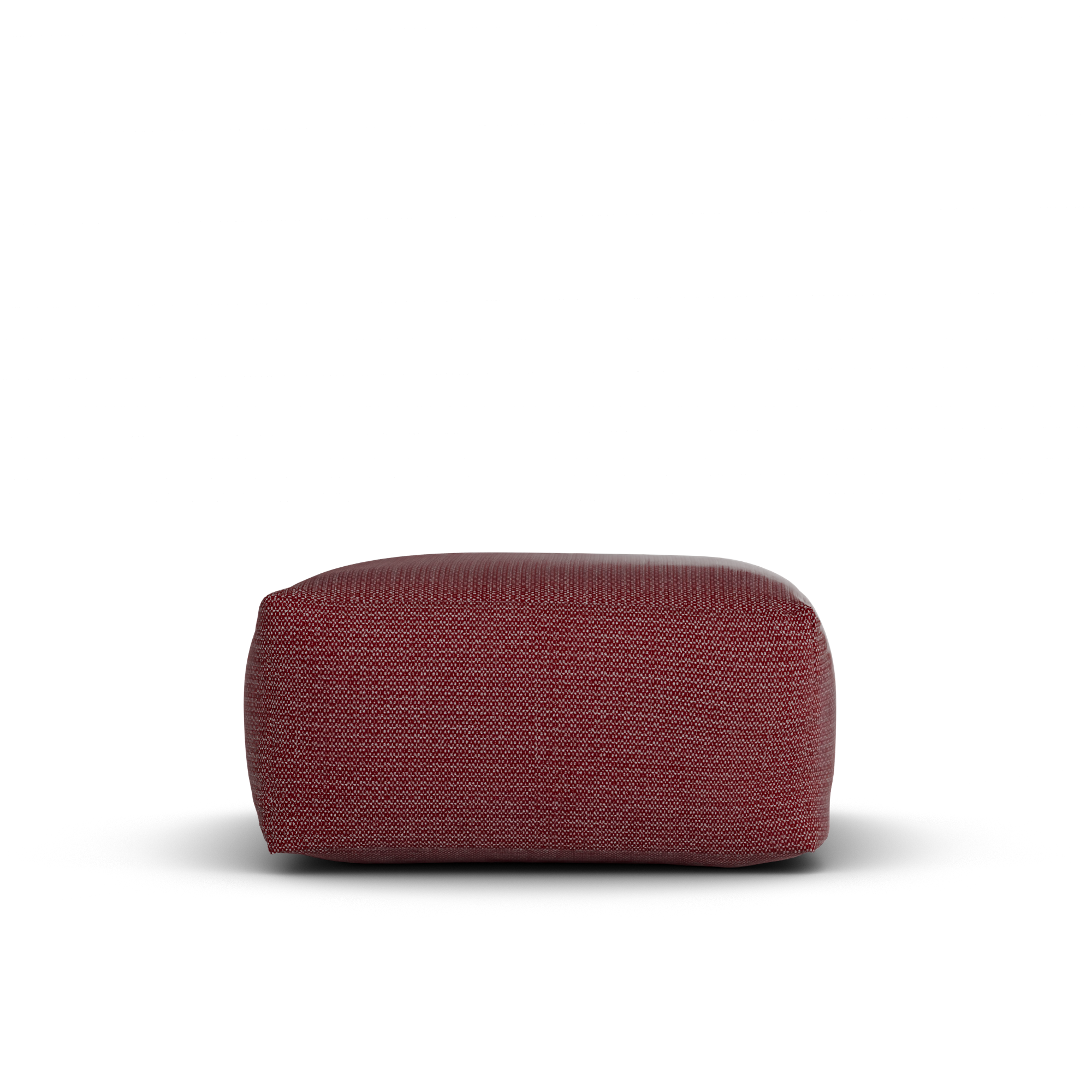 Zijaanzicht van de bordeauxrode Square Pouf van Laui Lounge met zithoogte 34 cm
