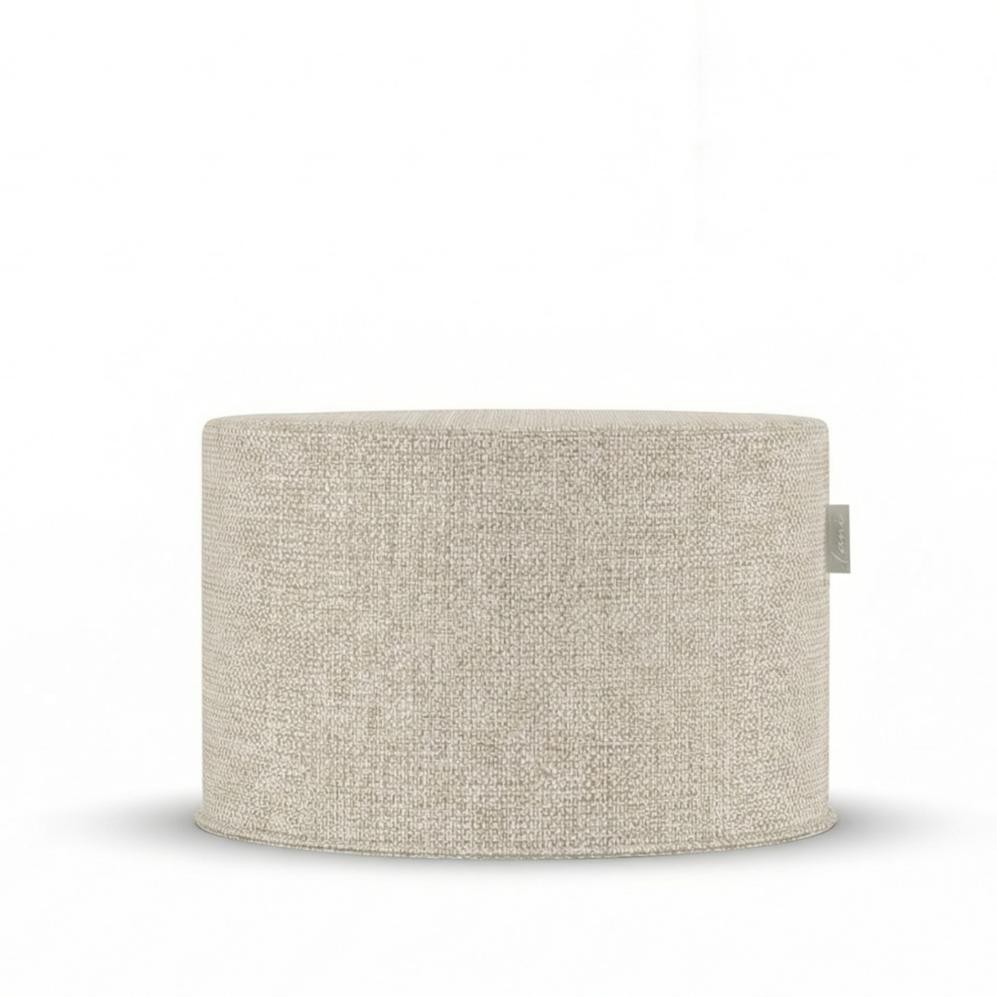 Laui Lounge Boho Outdoor Pouf Beige, brede ronde poef van Ø68x35 cm als voetenbank