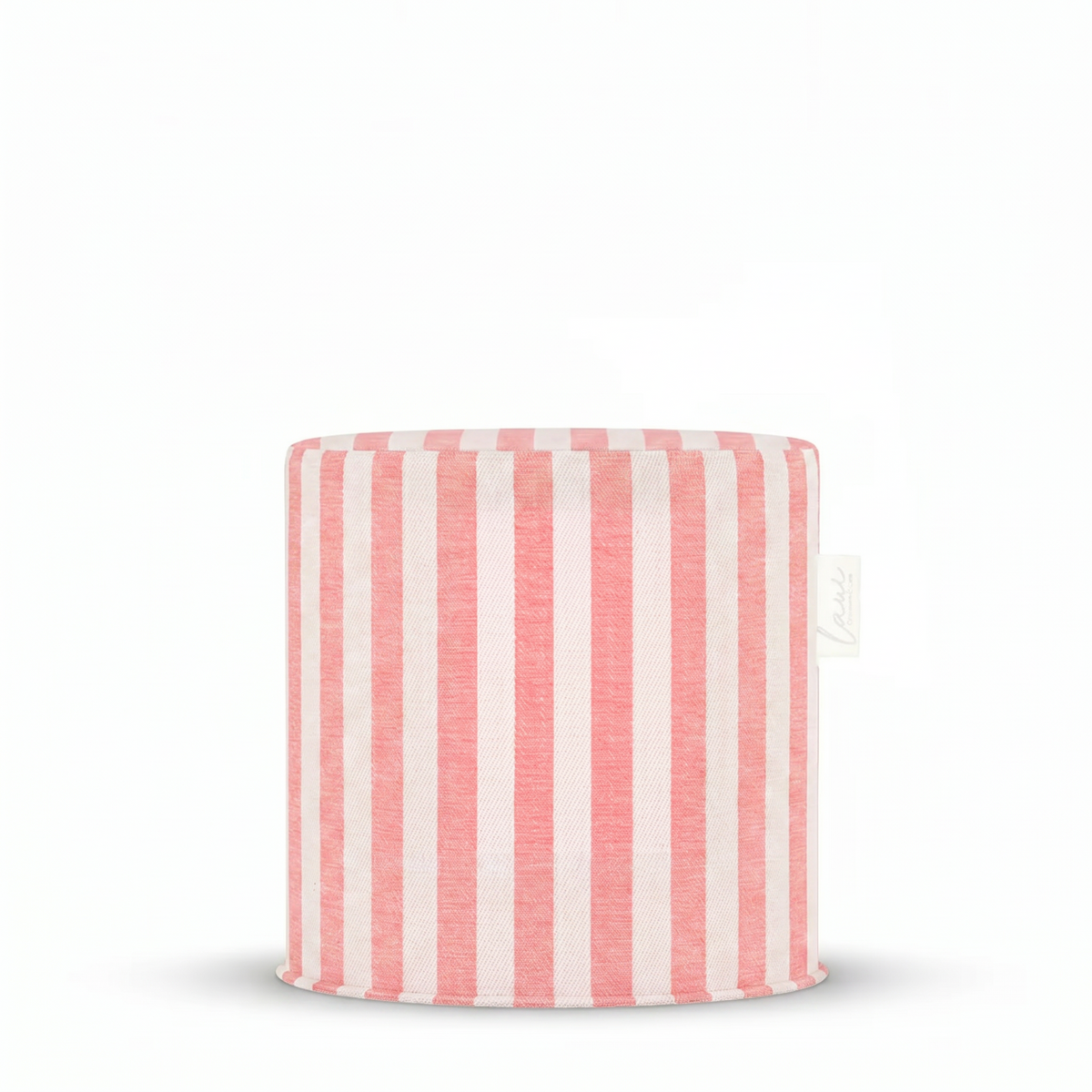 Laui Lounge Outdoor Pouf The Riviera Sorbet Ø44x46 cm met zacht roze streepdessin
