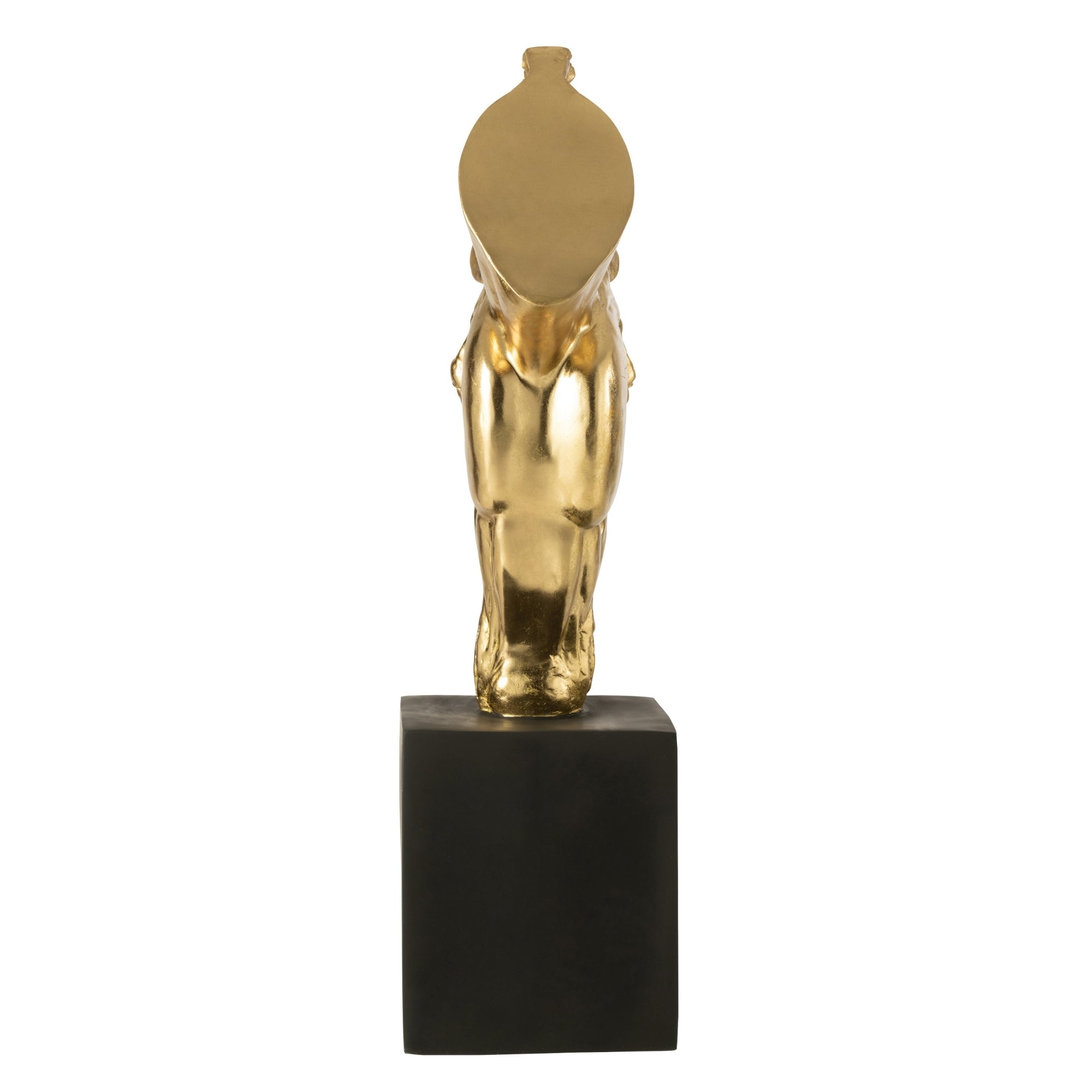 Paard Op Voet Magnesiumoxide Goudkleurig/Zwart Large J-Line - Beeld - J-Line - livinglovely.nl