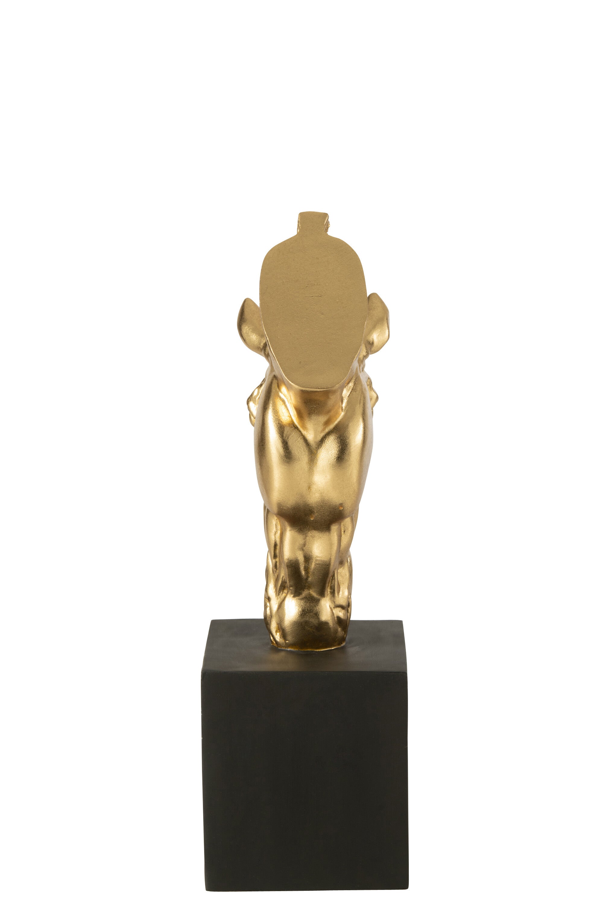 Paard Op Voet Polyresin Goudkleurig/Zwart Small J-Line - Beeld - J-Line - livinglovely.nl